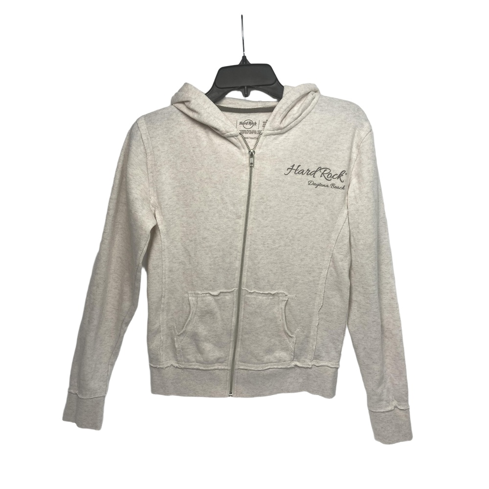 Hard Rock Daytona Beach Hoodie Light Beige Full Zip Small